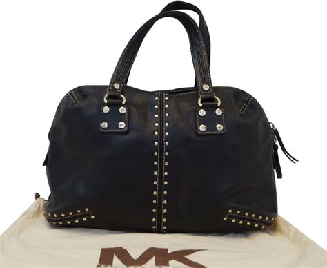 michael kors black and gold studded purse|Michael Kors black studded handbag.